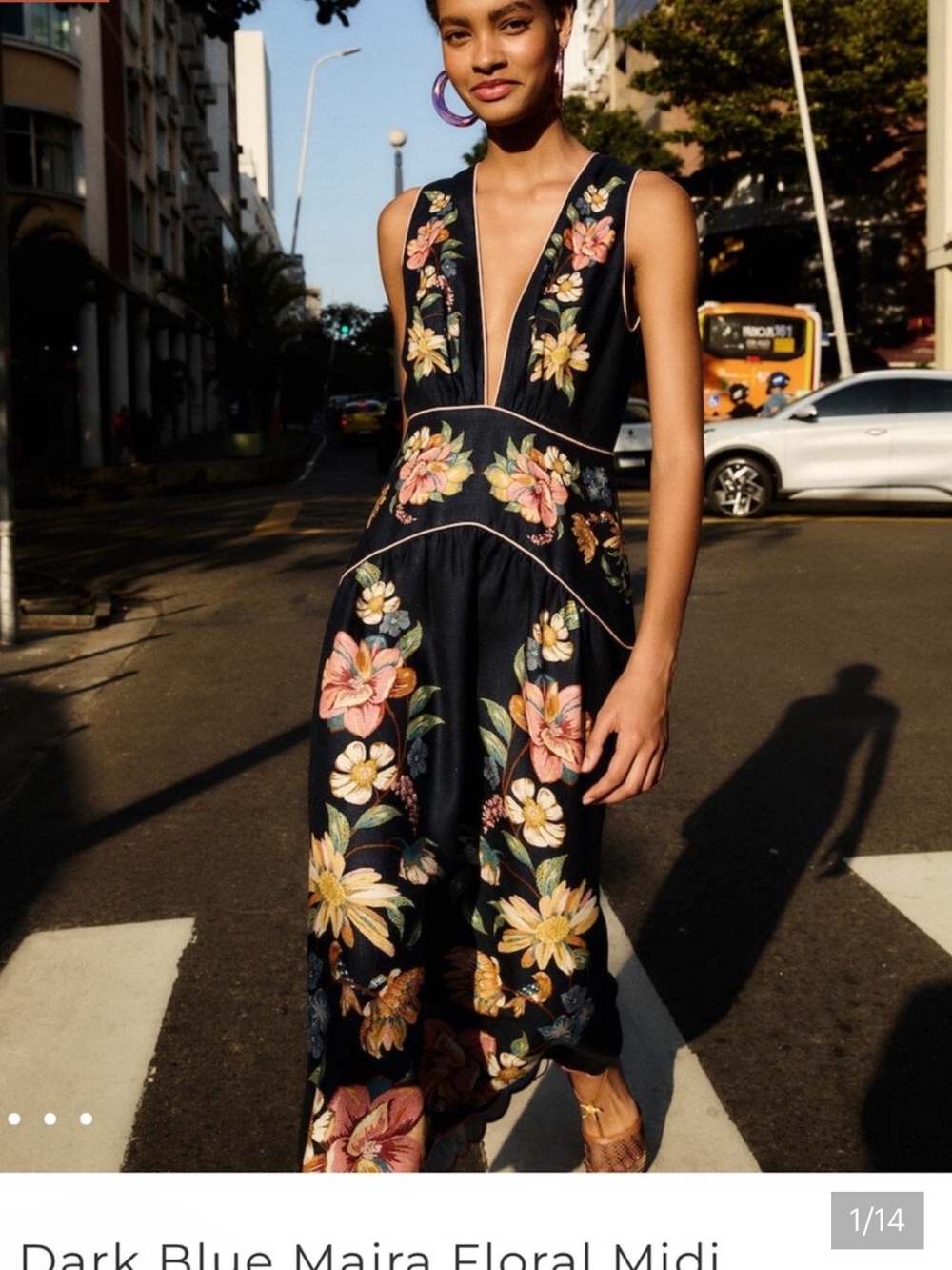 Farm Rio Maira Floral Midi Dress - S- EUC - Picture 5 of 13